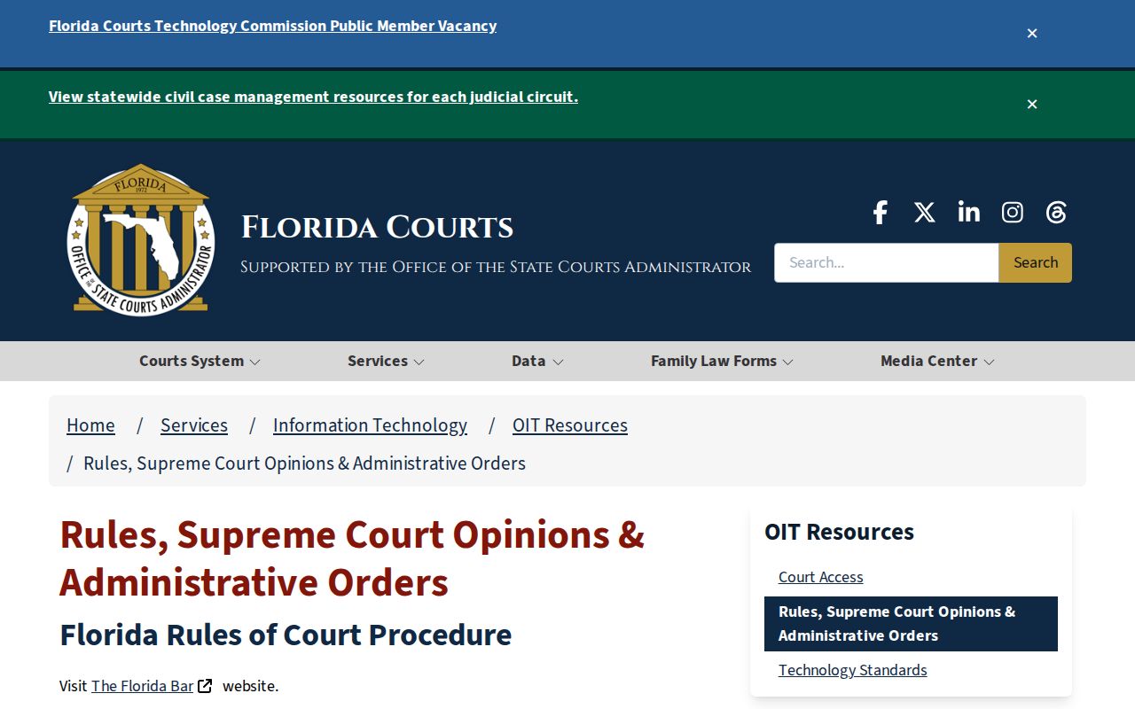 Florida judicial record access rules used for Okeechobee criminal court cases