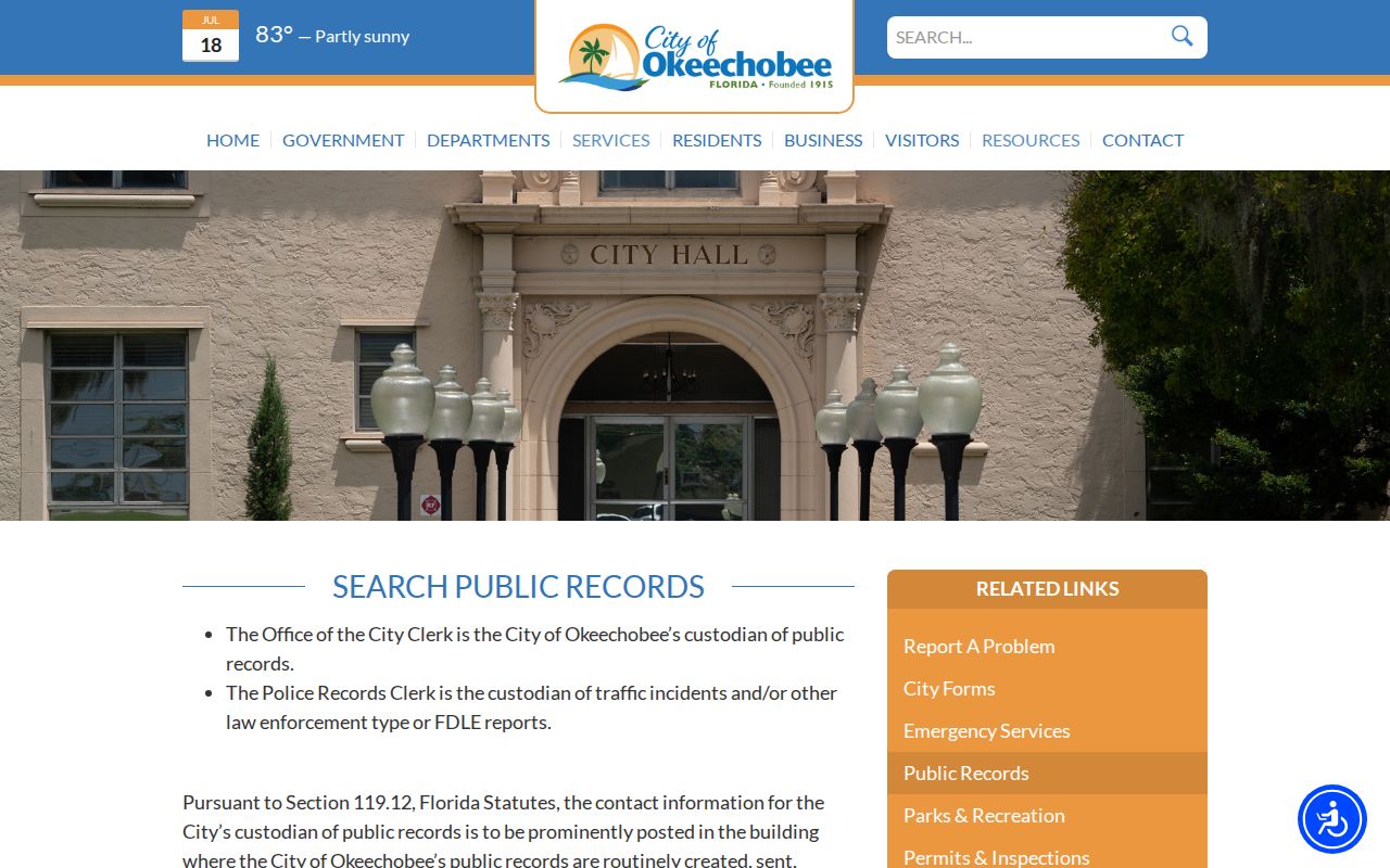 Okeechobee criminal records request and public records page